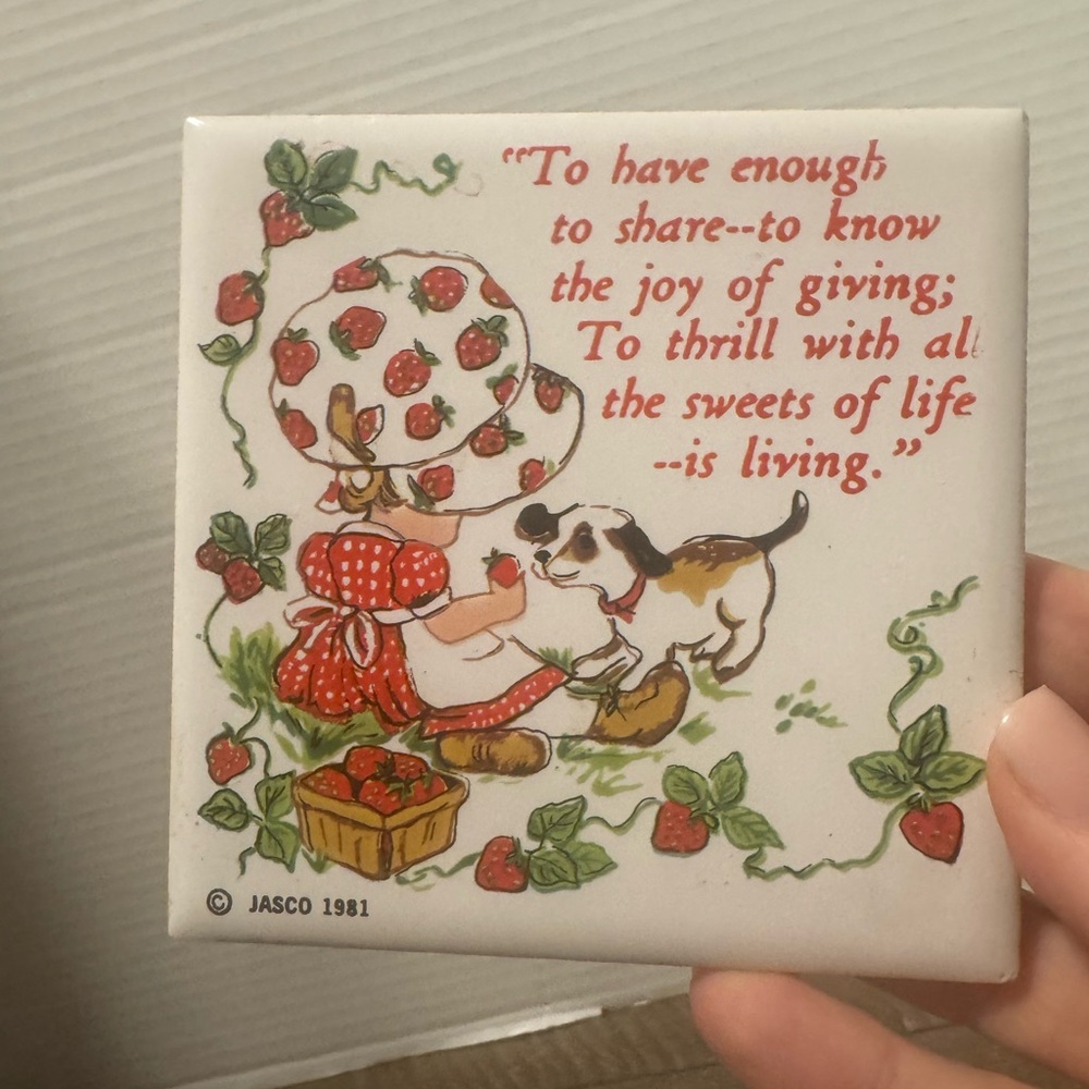 Vintage Strawberry Girl Ceramic Tile